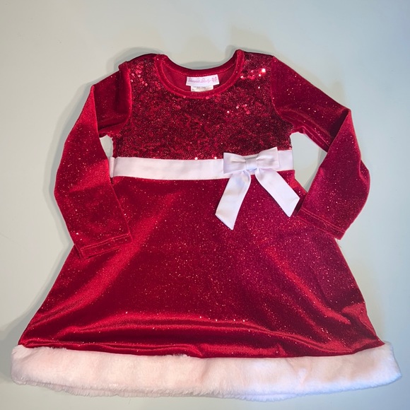 Bonnie Baby Dresses 24 Month Baby Girl Velvet Redwhite Christmas